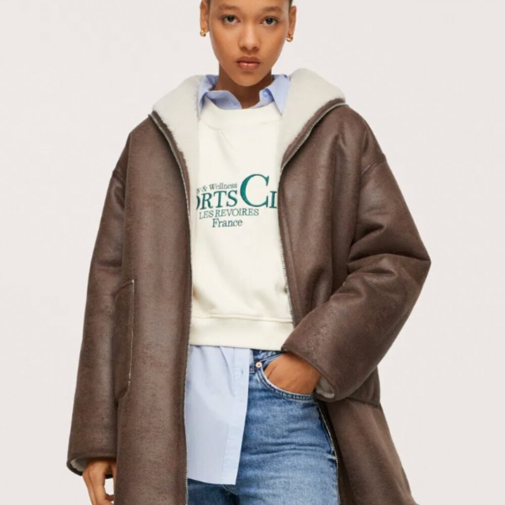 MANGO Reversible Faux Shearling-Lined Coat - Picture 5 of 10